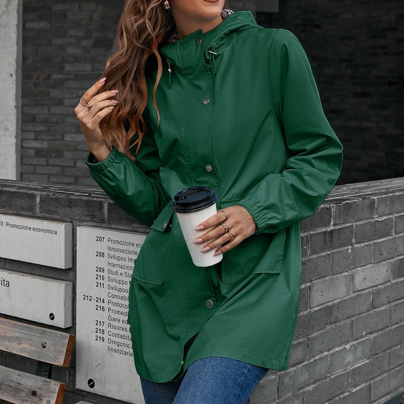 Haut mi-long à fermeture éclair, imperméable pour les sports extérieurs.