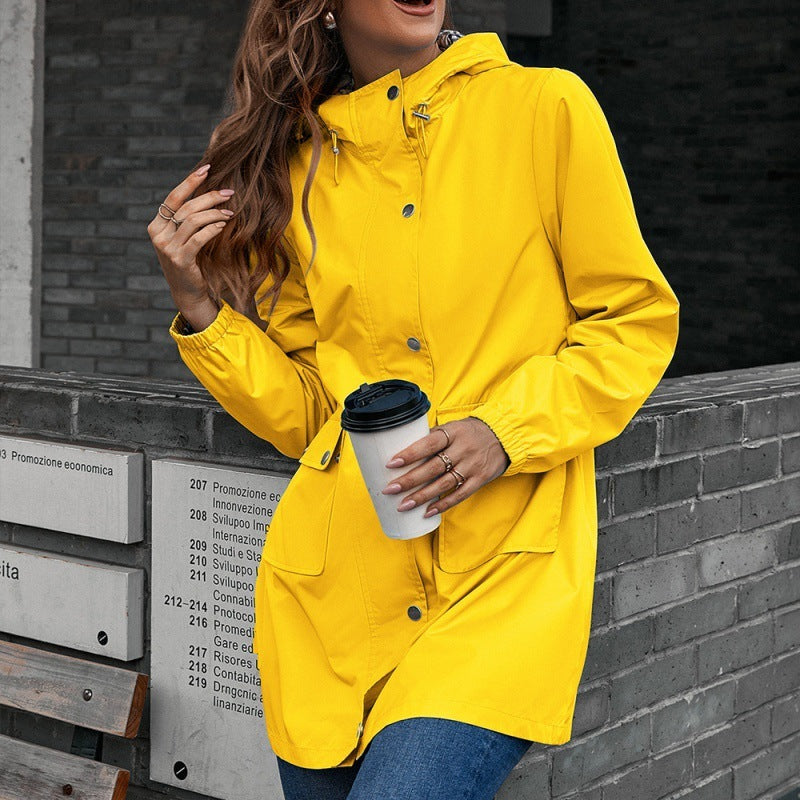 Haut mi-long à fermeture éclair, imperméable pour les sports extérieurs.