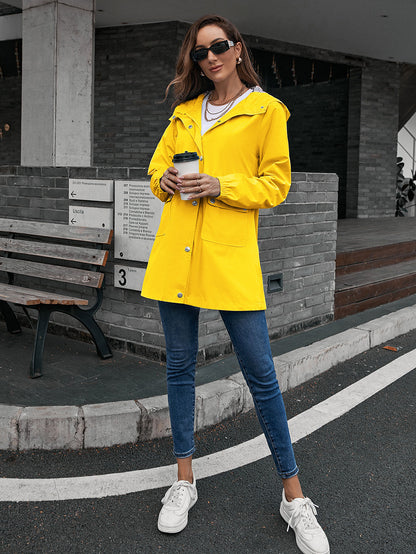 Haut mi-long à fermeture éclair, imperméable pour les sports extérieurs.