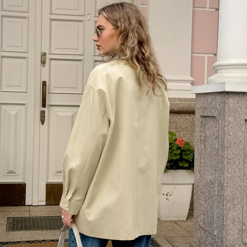 Lässige Polokragenjacke aus kontrastierender Baumwolle