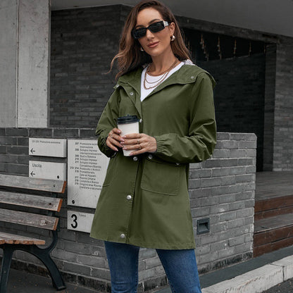 Haut mi-long à fermeture éclair, imperméable pour les sports extérieurs.