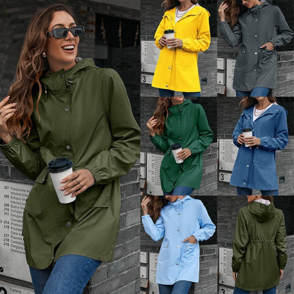 Haut mi-long à fermeture éclair, imperméable pour les sports extérieurs.