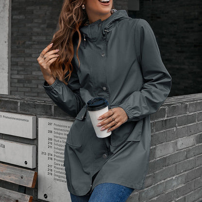 Haut mi-long à fermeture éclair, imperméable pour les sports extérieurs.
