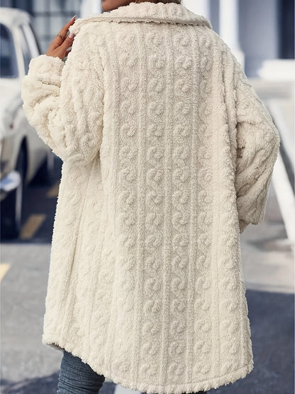 Trendy lässiger Plüsch-Langmantel