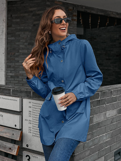 Haut mi-long à fermeture éclair, imperméable pour les sports extérieurs.